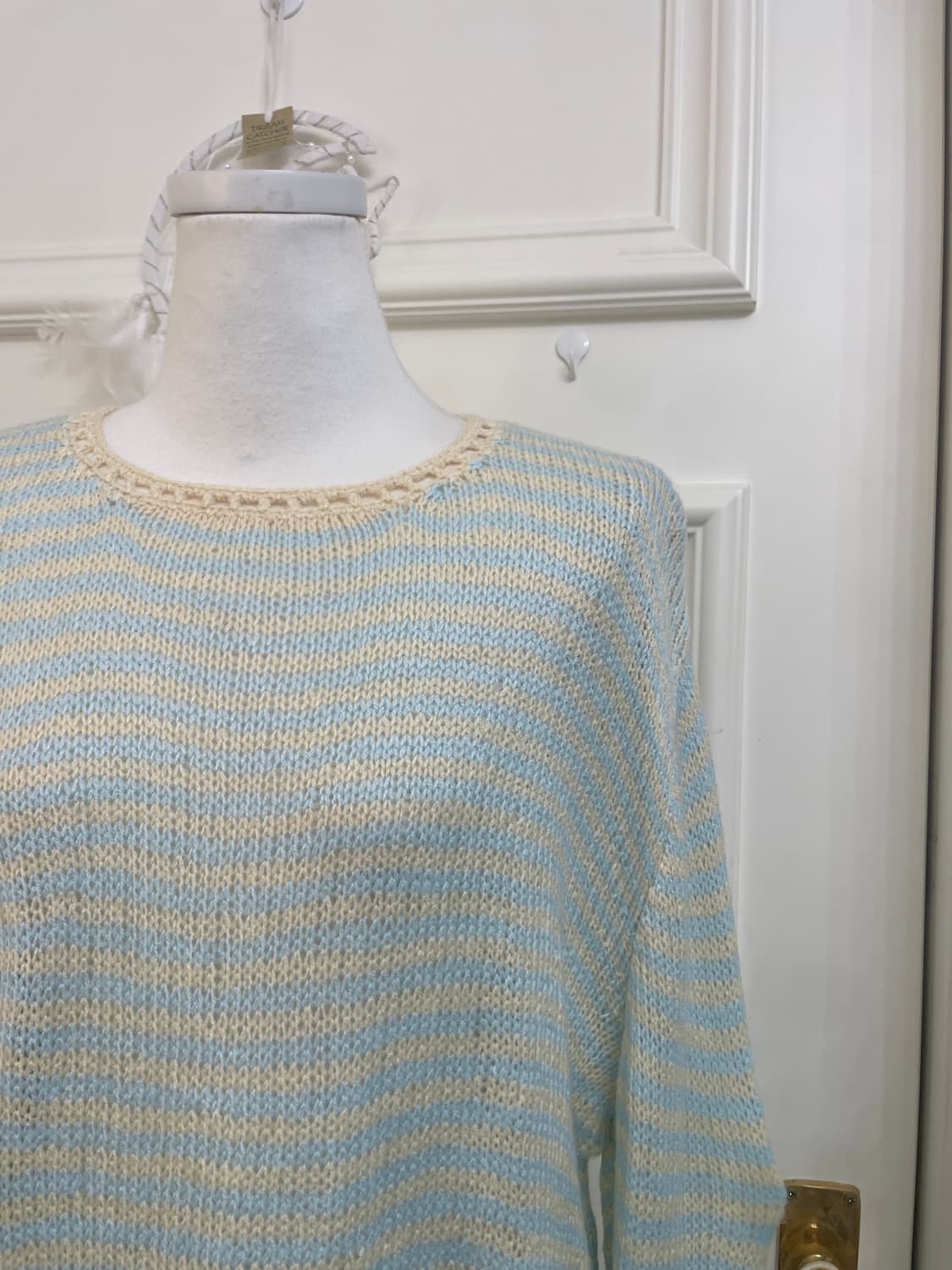 mint yellow stripe basic cute sweater 상품이미지7