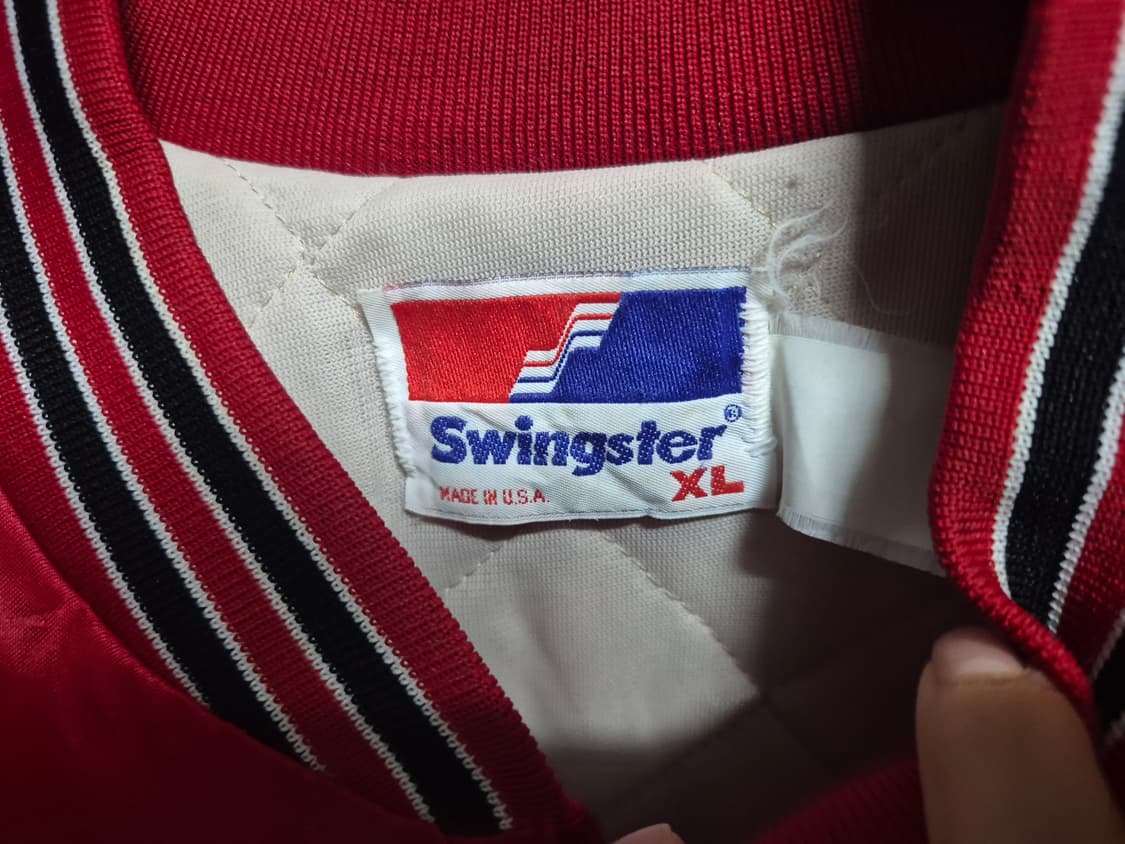 90's 스윙스터 Swingster 시카고 불스 빈티지 새틴 바시티 자켓 상품이미지3