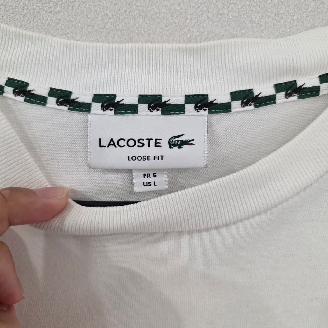 라코스테 화이트 루즈핏 반팔티 L(105) 상품이미지5
