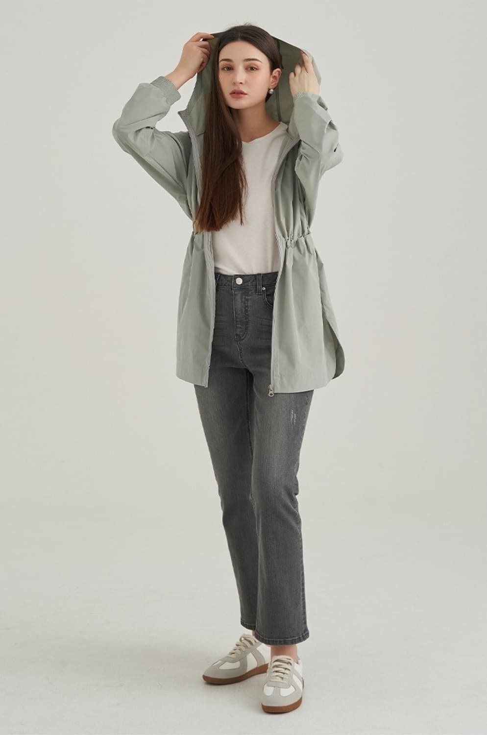 엘르 스트링 후드 롱 윈드점퍼 바람막이 자켓 상품이미지4