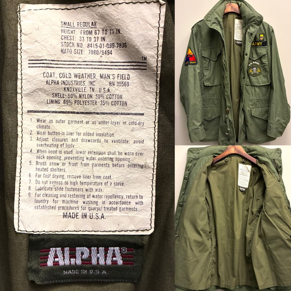 (S/R)80s USA ALPHA 알파인더스트리 민수용 m65 필드자켓 상품이미지10