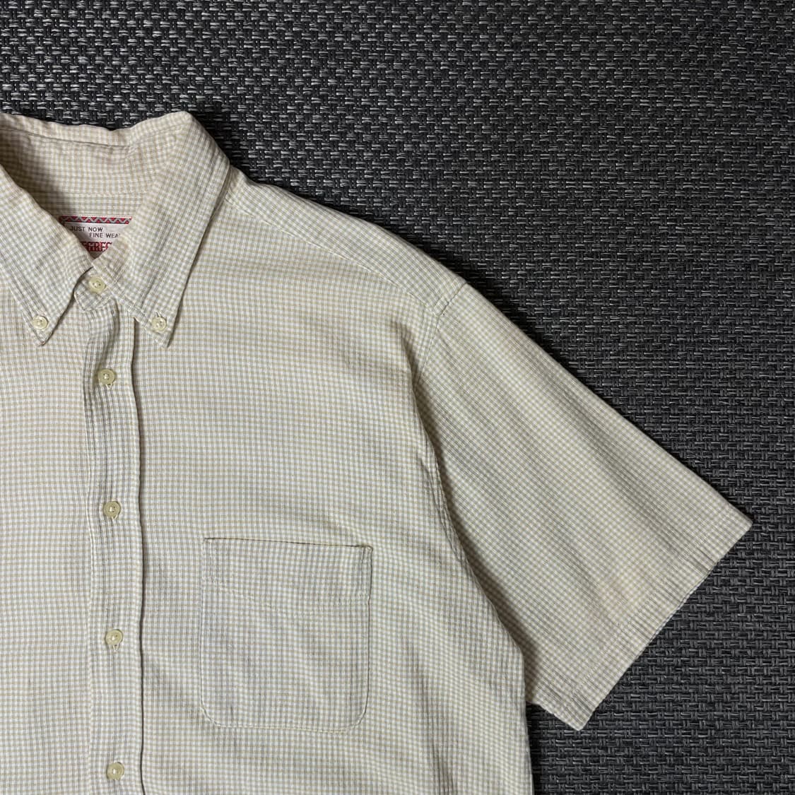 맥그리거 옐로우 체크 배색 원포켓 반팔 셔츠 L 상품이미지3