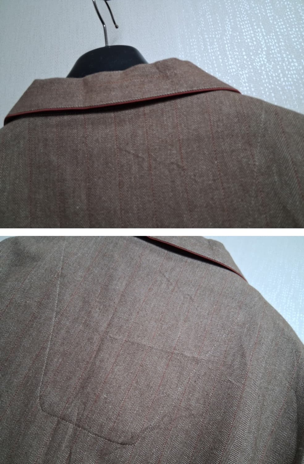 입생로랑 홈웨어 남성 겨울면셔츠 밝은브라운 빨강선 미착용새제품상태 100 상품이미지5