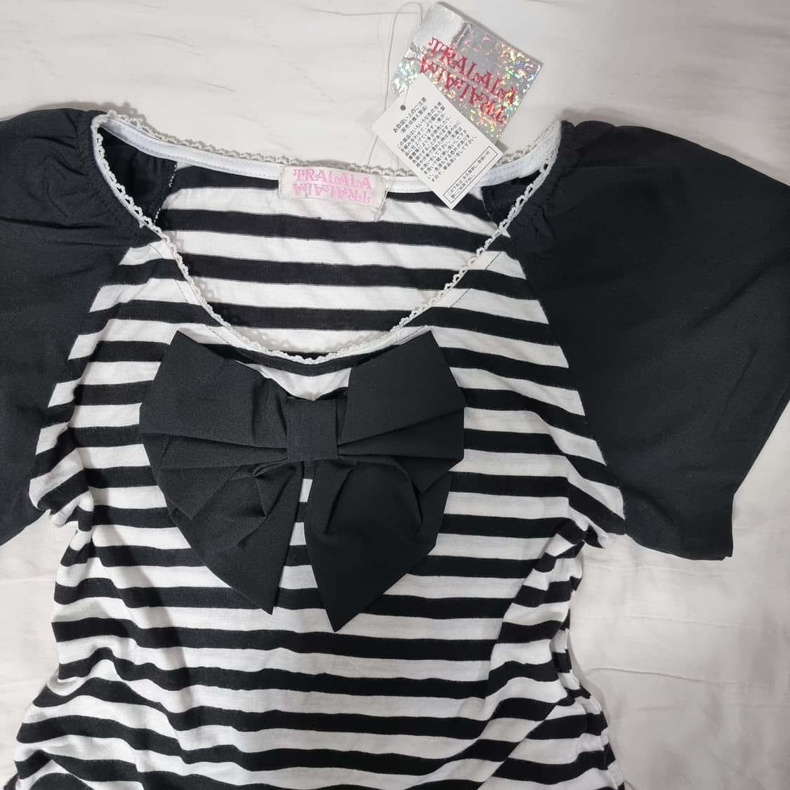 TRALALA 트랄라라 빈티지 빅리본 스트라이프 탑 상품이미지2