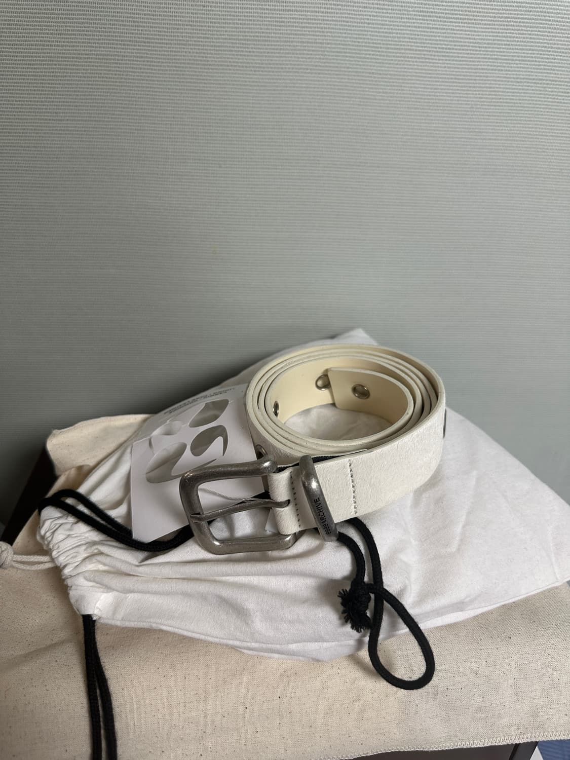 9999아카이브 카우하이드 벨트 화이트 와이드 상품이미지1