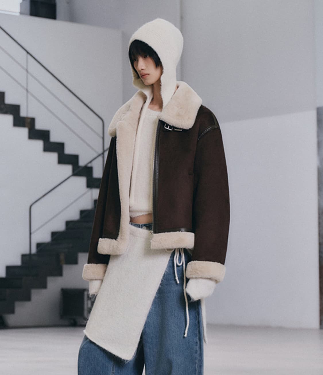 미쏘(MIXXO) 스탠카라 무스탕 브라운 상품이미지4