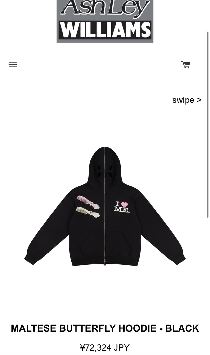 [S,M,L]애슐리 윌리엄스 25fw MALTESE 버터플라이 후드집업 상품이미지10