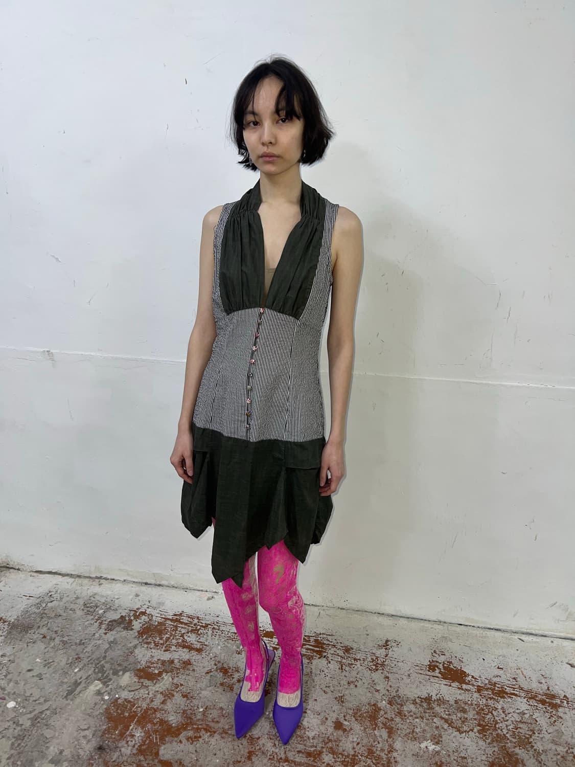 Vintage St-Martins 믹스드 패브릭 자수 드레스 (Copin 상품이미지3