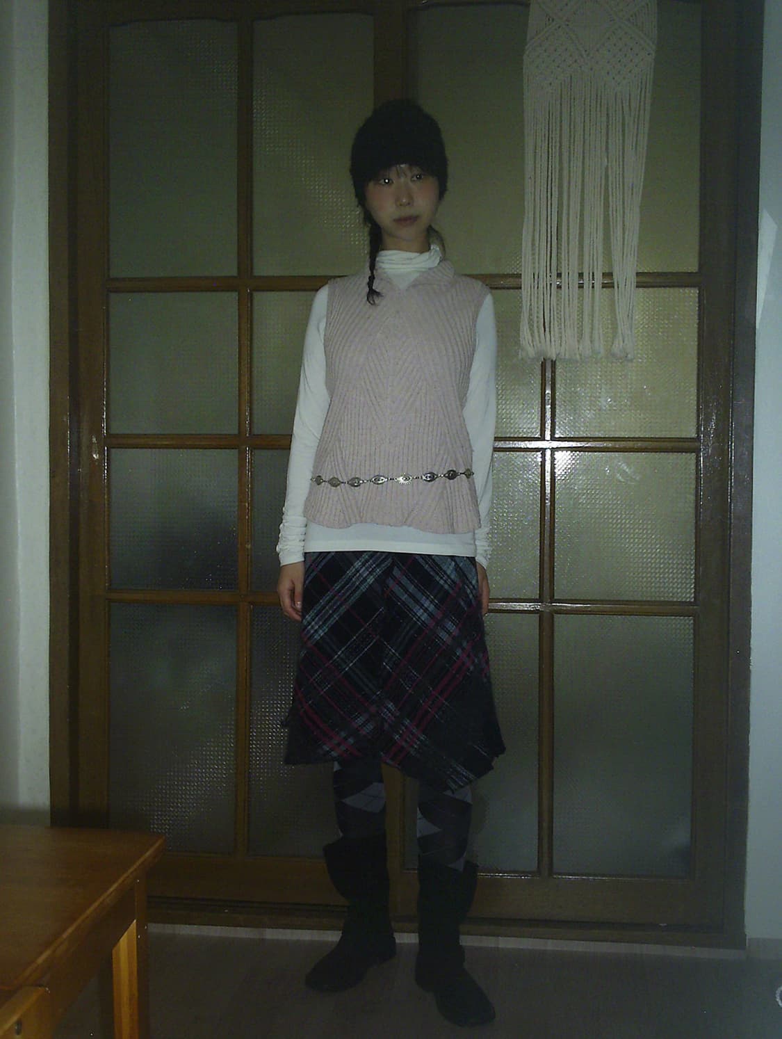 vintage check wool skirt 상품이미지3