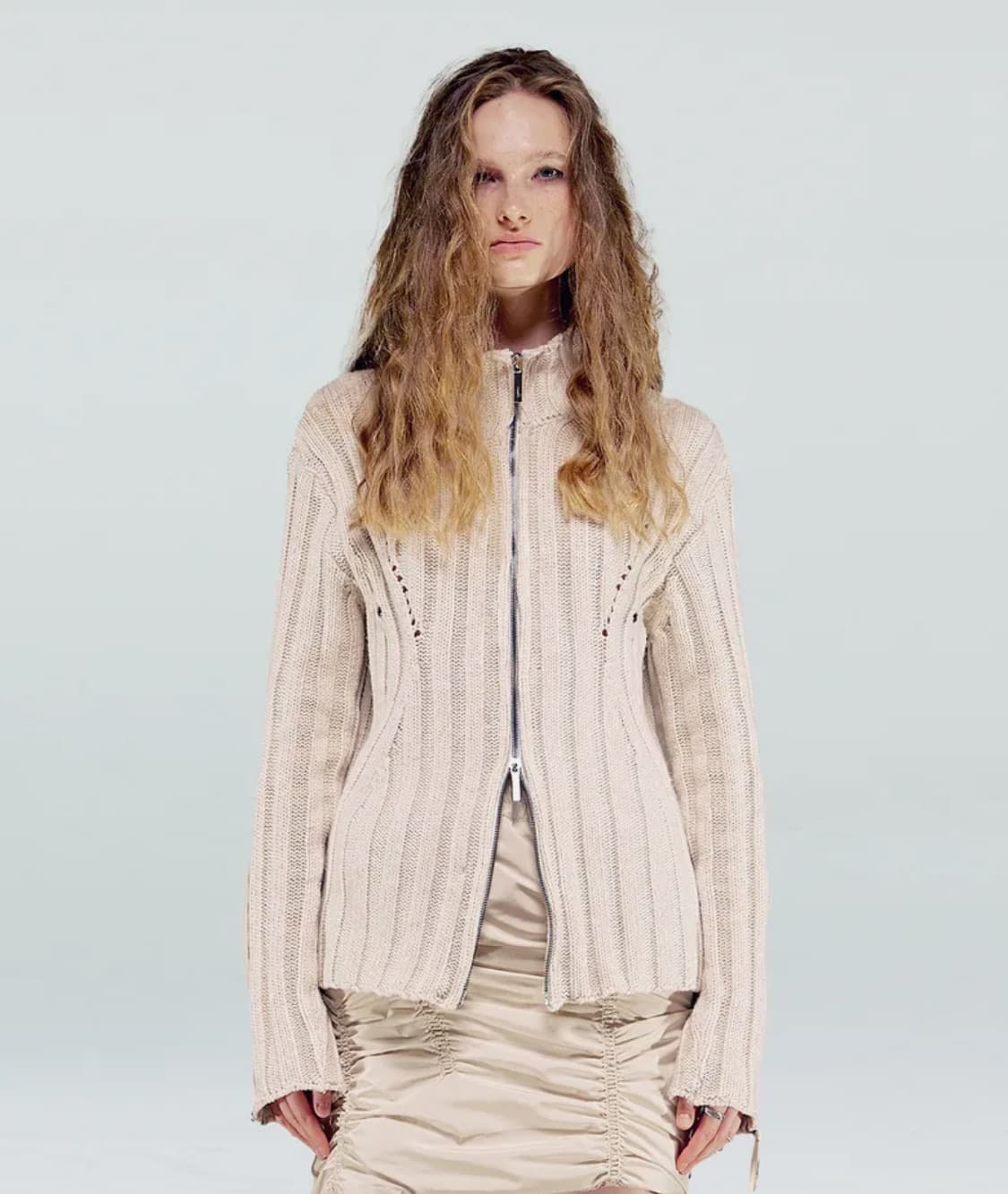 나체 니트 집업 블랙 상품이미지4