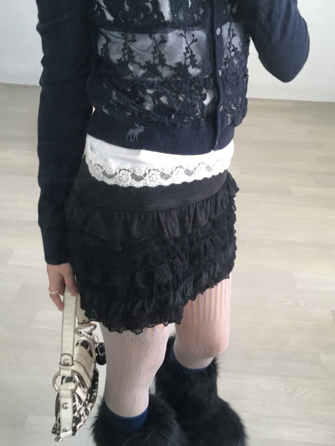 jpn vintage lovely black lace cancan sk 상품이미지5