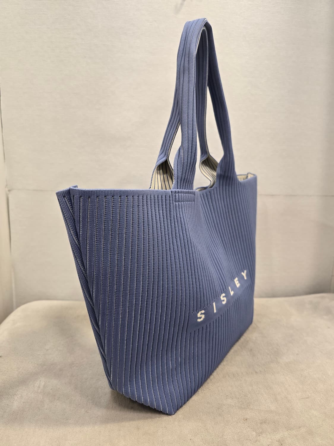 거의새거) 시슬리 블루 니트 토트백 숄더백 상품이미지5