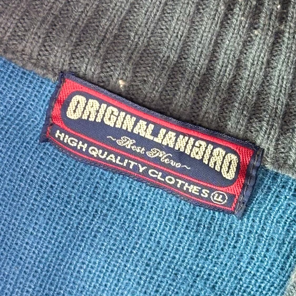 레트로 블루 배색 래글런 집업 니트 상품이미지5