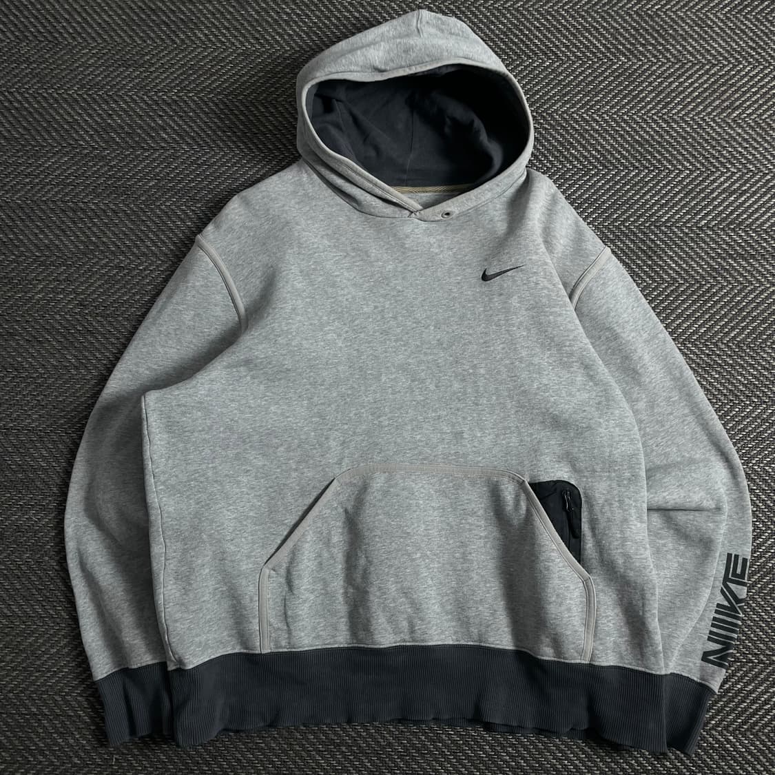 00s 나이키 올드스쿨 디테일 그레이 후드 티셔츠 o 3843 상품이미지1