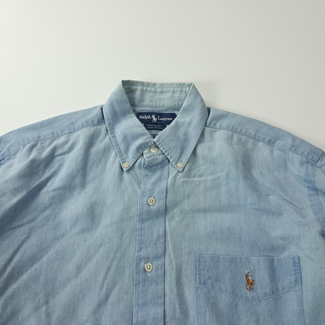 CK217 S 폴로 90s 필리핀판 빅셔츠 샴브레이 셔츠 남방 상품이미지2