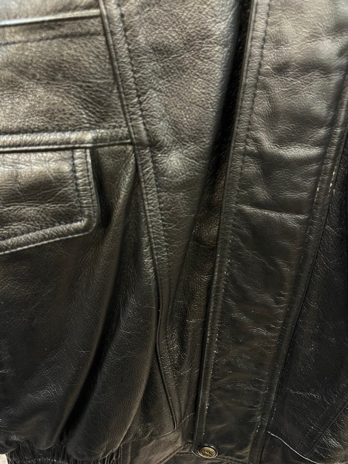 빈티지 퍼 카라 소가죽 레더 자켓 블랙 2XL  #csz2648 상품이미지4