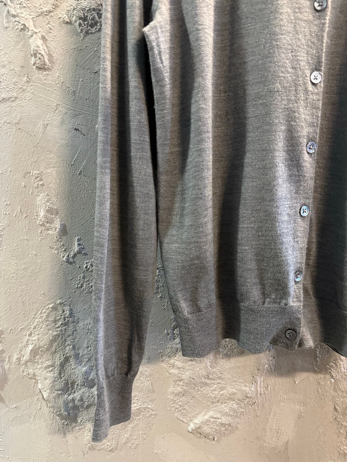 M 랄프로렌 RALPH LAUREN 메리노 울 라운드넥 가디건 그레이 상품이미지2