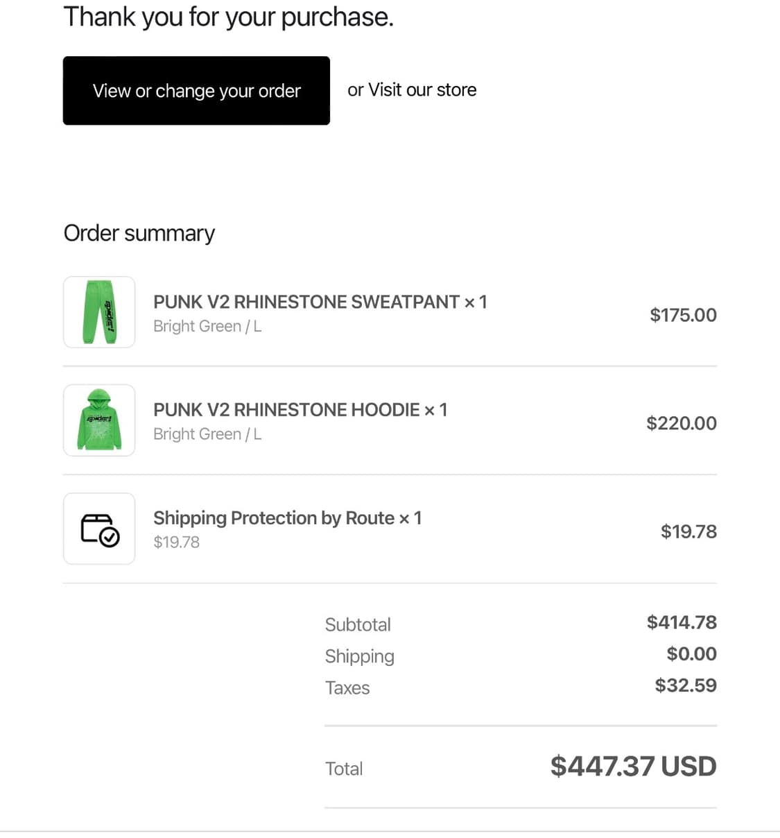 Sp5der punk 그린 셋업 L 상품이미지4