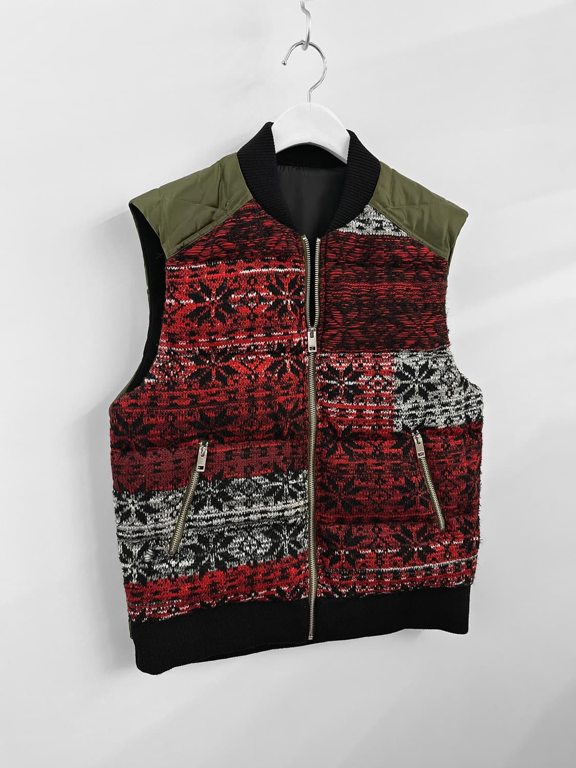 디젤 페어 아일 니트 믹스 퀼팅 베스트 상품이미지3