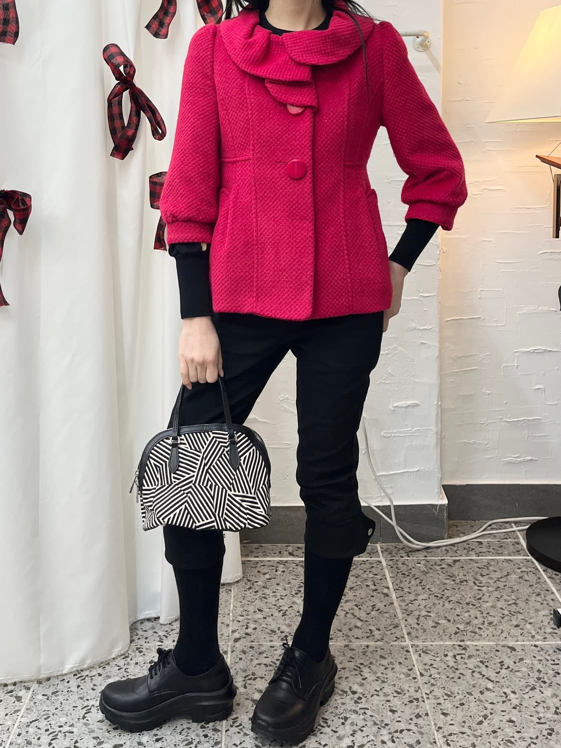 hot pink perl coat 상품이미지4