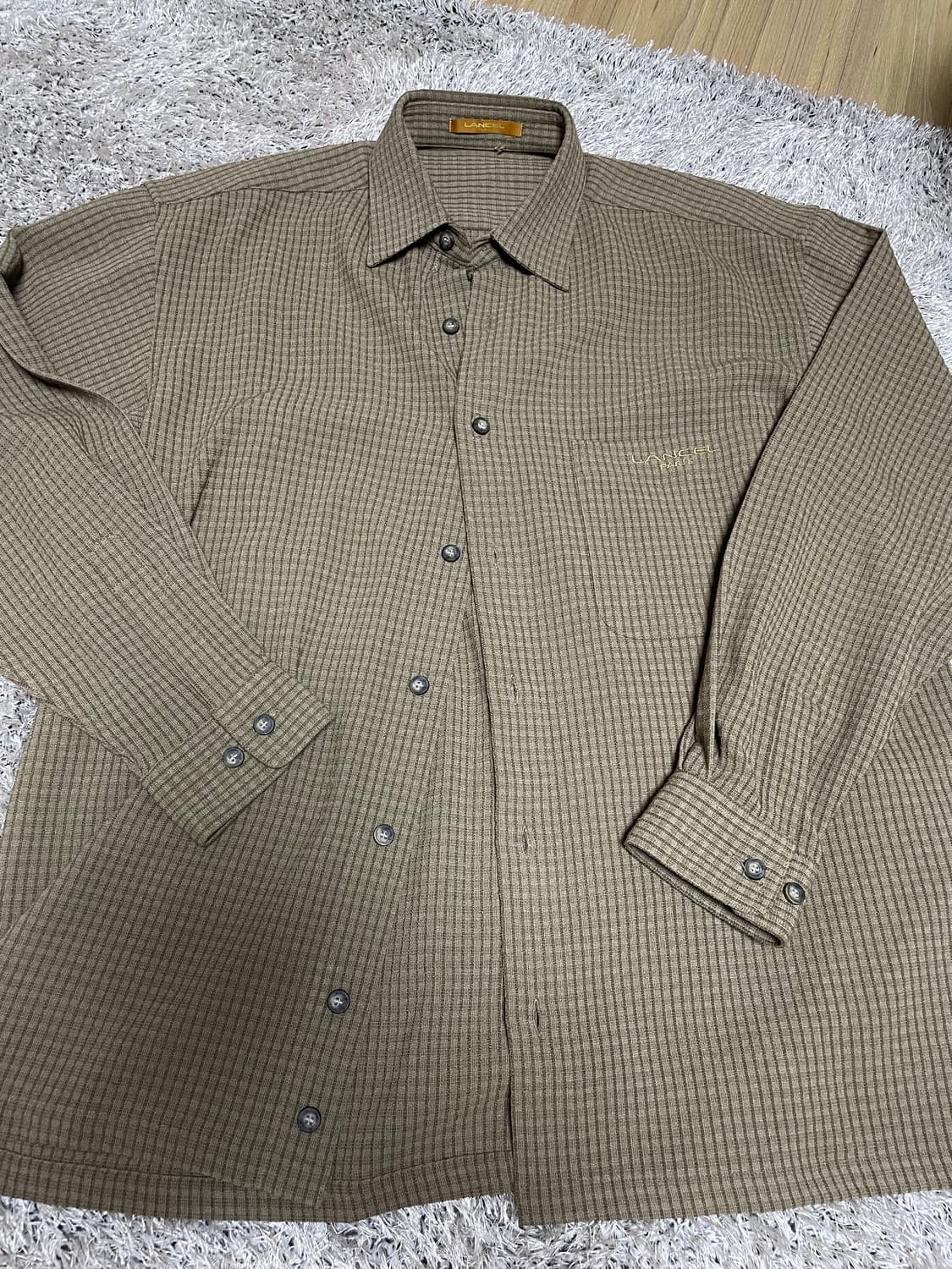 프랑스명품 LANCEL 린넨 혼방 체크셔츠 사이즈 105~110 상품이미지1