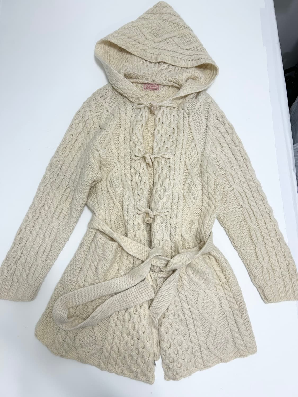 케이블 후드 니트 가디건 롱기장 상품이미지6