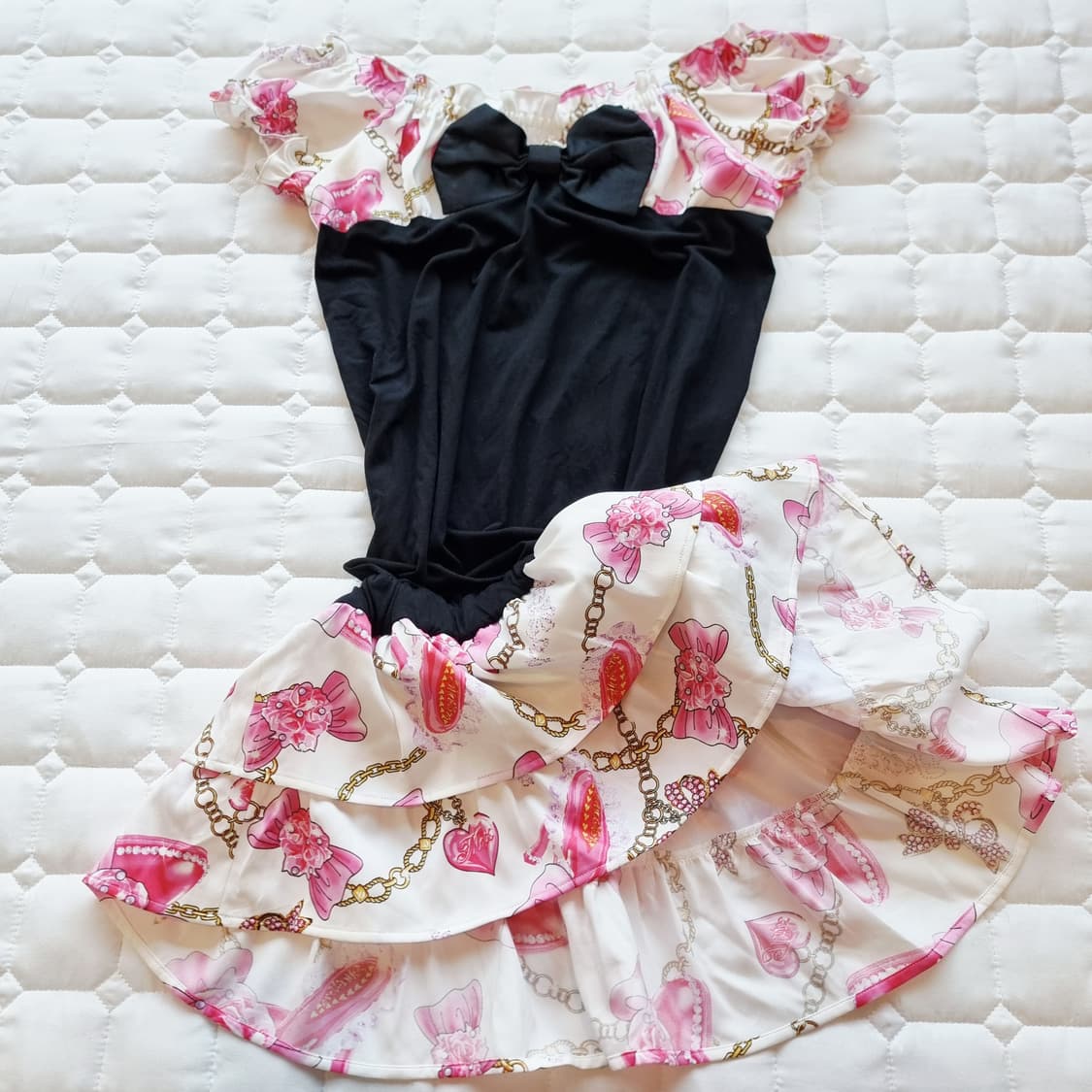 Ma rs(마즈)하트쥬얼 체인 베이비핑크 프릴 바디콘 원피스 상품이미지6