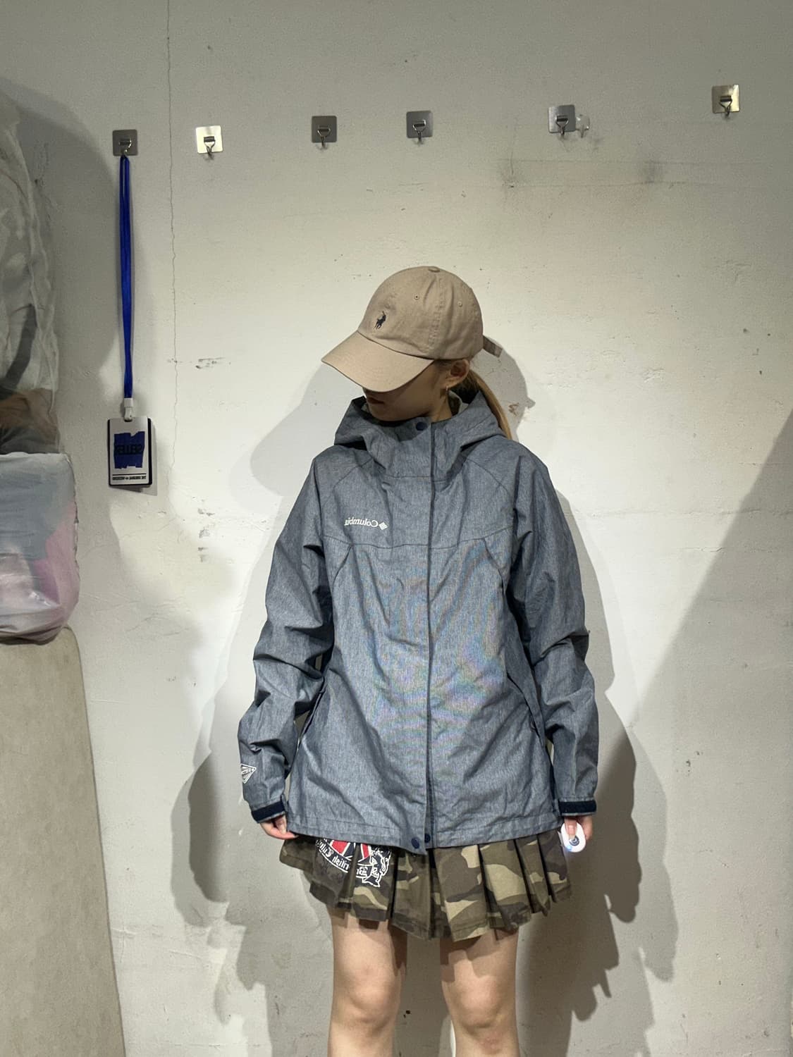 컬럼비아 그레이 후드 오버핏 바람막이 자켓 M 상품이미지2