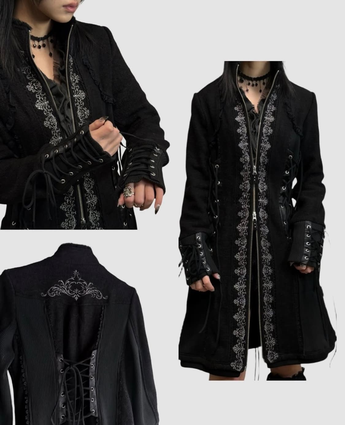 Ozz on Lace Detail Wool Coat 상품이미지1