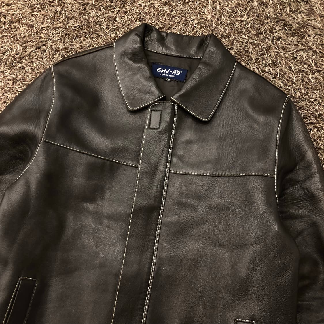 빈티지 양가죽 스티치 집업 레더 가죽 자켓 상품이미지2