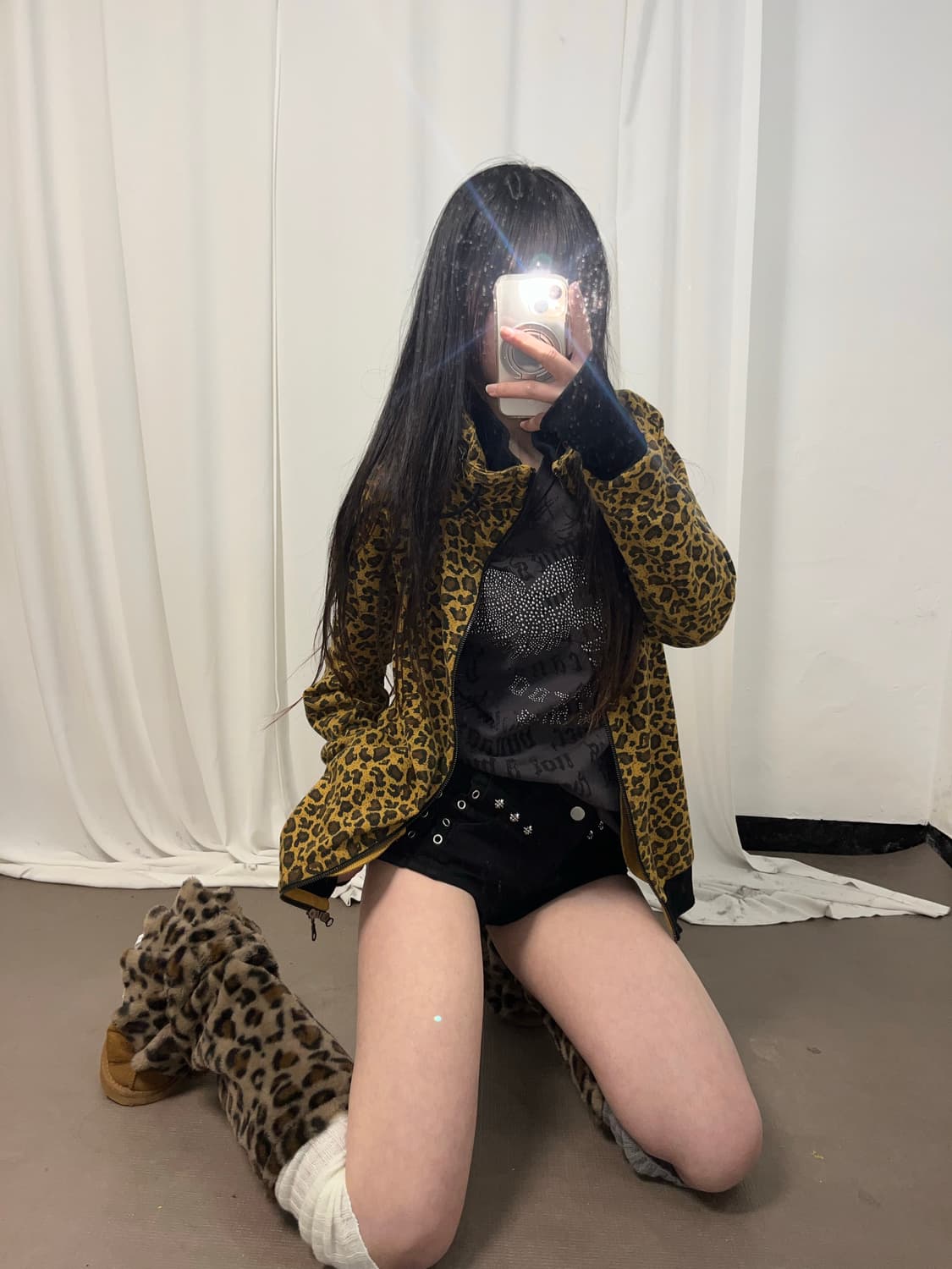 레오파드 핸드워머 투웨이 집업  상품이미지8