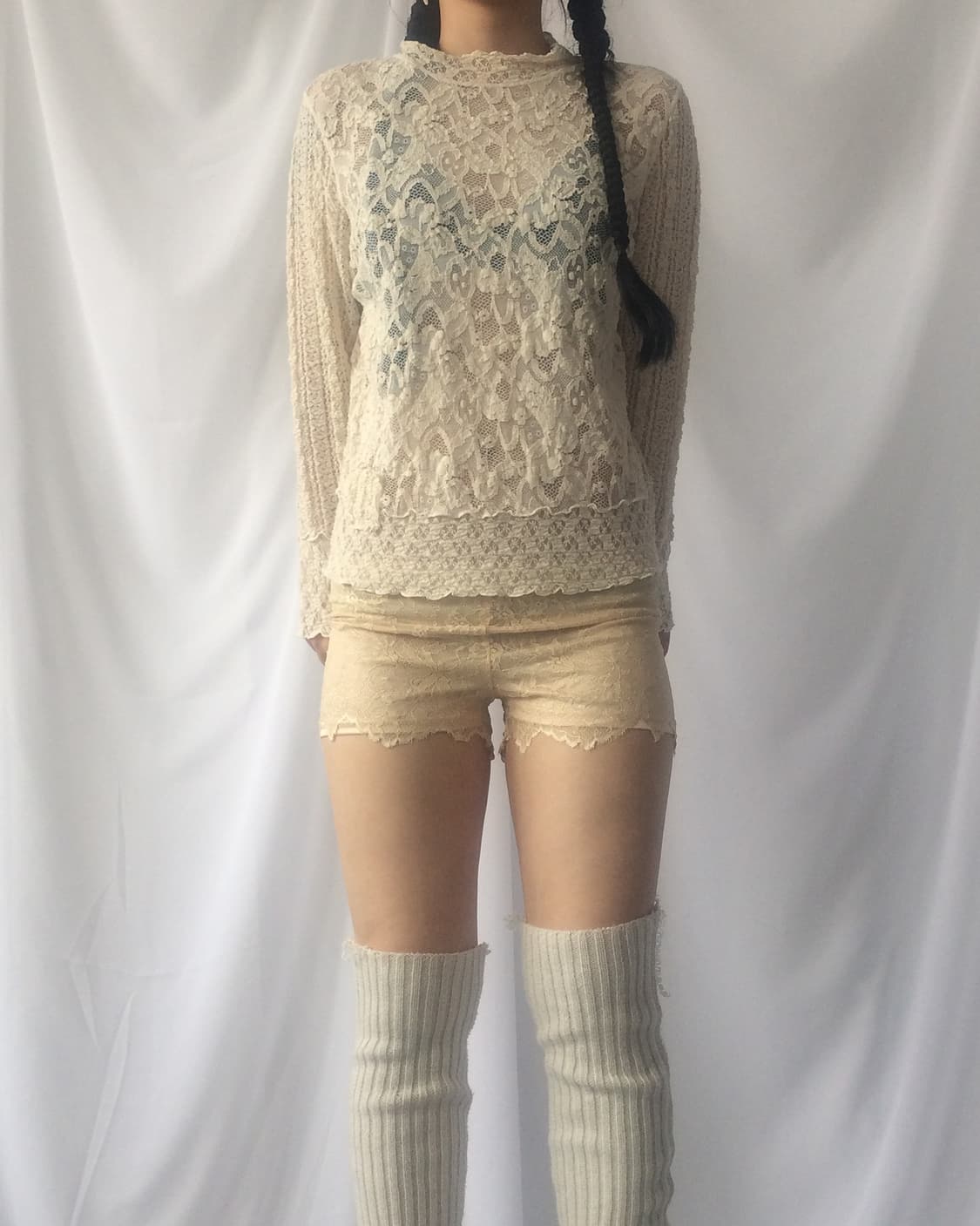 Lace high neck sleeve 상품이미지1