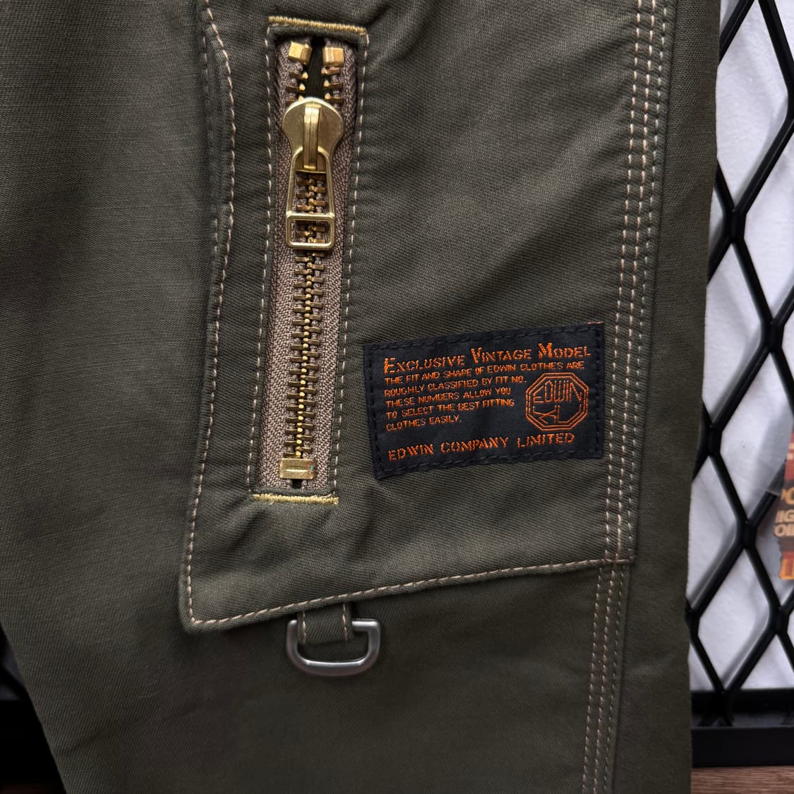 00s 에드윈 빈티지 카고 팬츠 전면 멀티 포켓 포인트 카키 상품이미지5