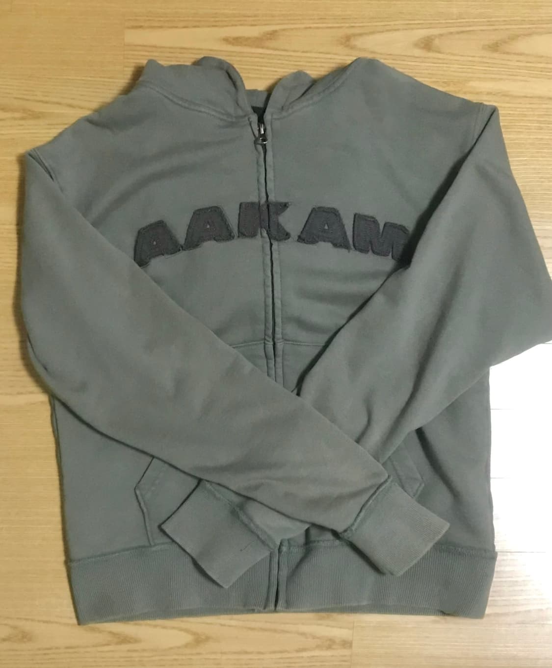aakam Washed Logo Zip-Up Hoodie 카키 2사이즈 상품이미지3