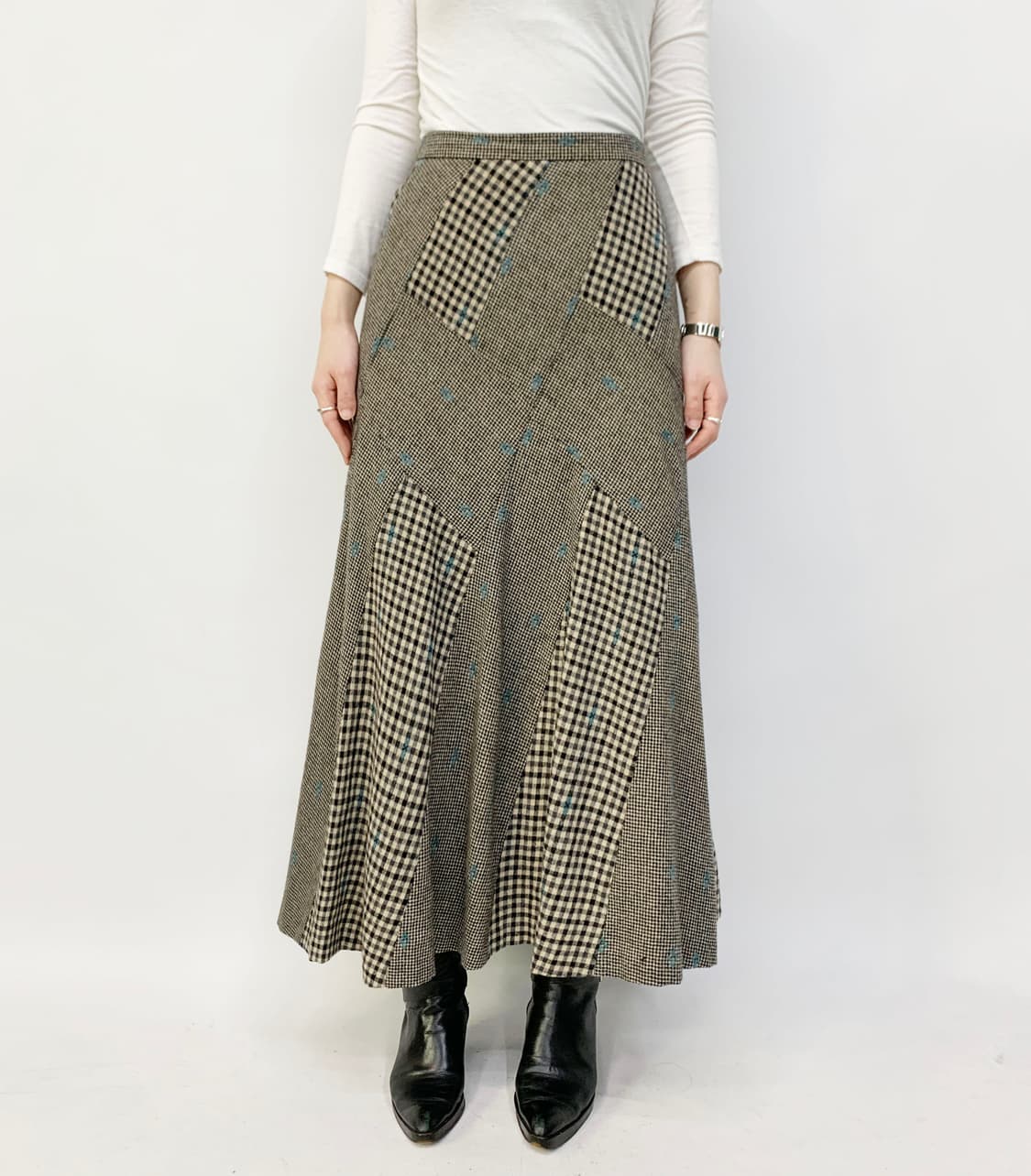  VARENTS BIS 체크 플라워 스커트 상품이미지1