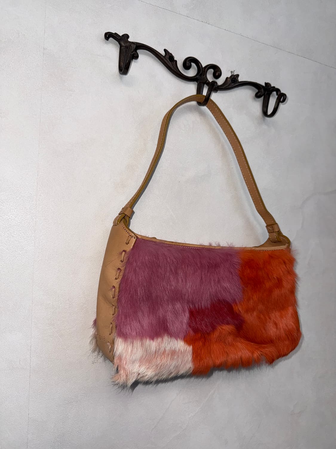 Pink orange mixed fur stitch 숄더백 상품이미지2