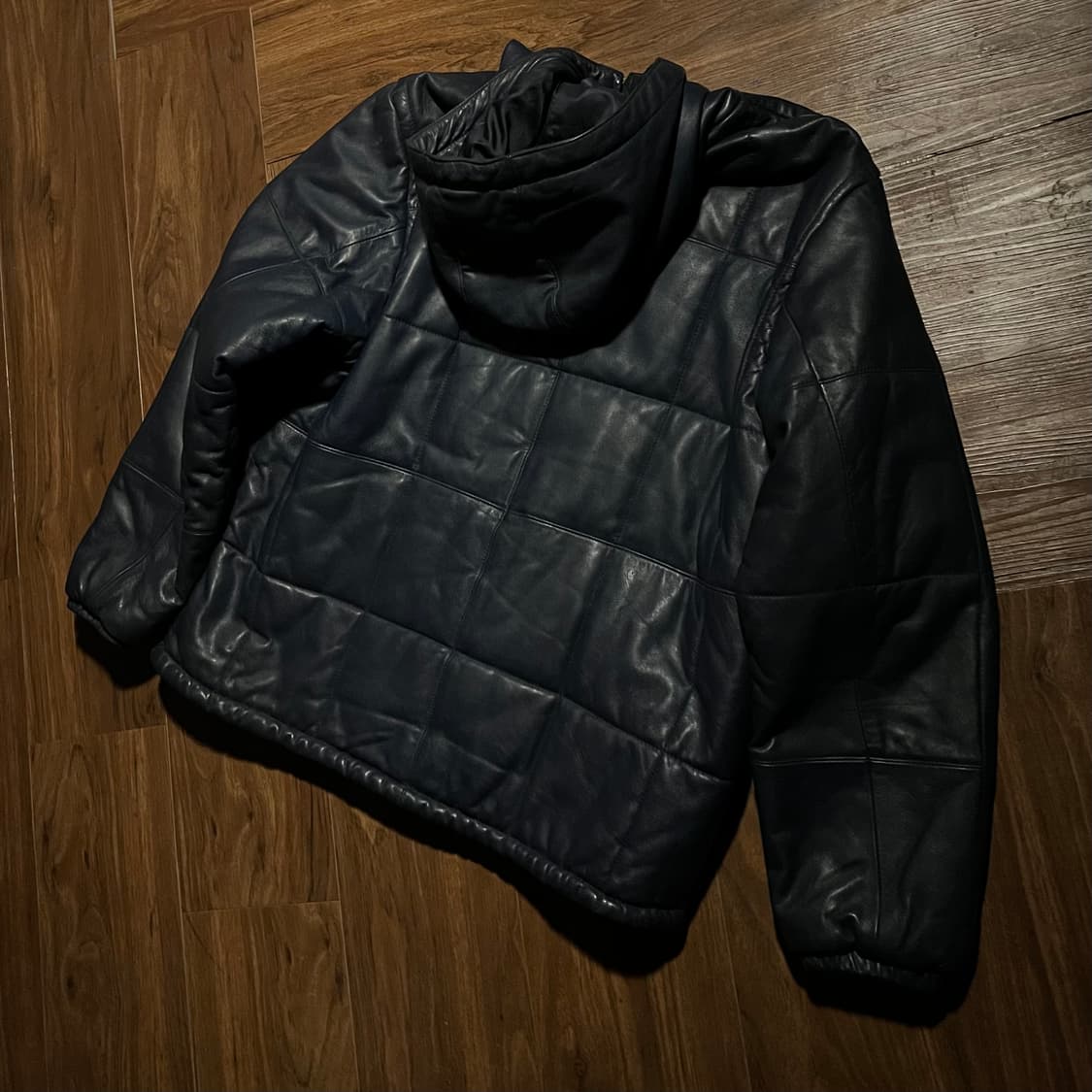 Lambskin Deep Blue Hood Padded Jacket 상품이미지5