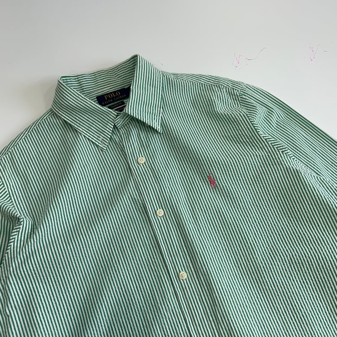 Polo 폴로 핑크포니 그린 스트라이프 셔츠 상품이미지4