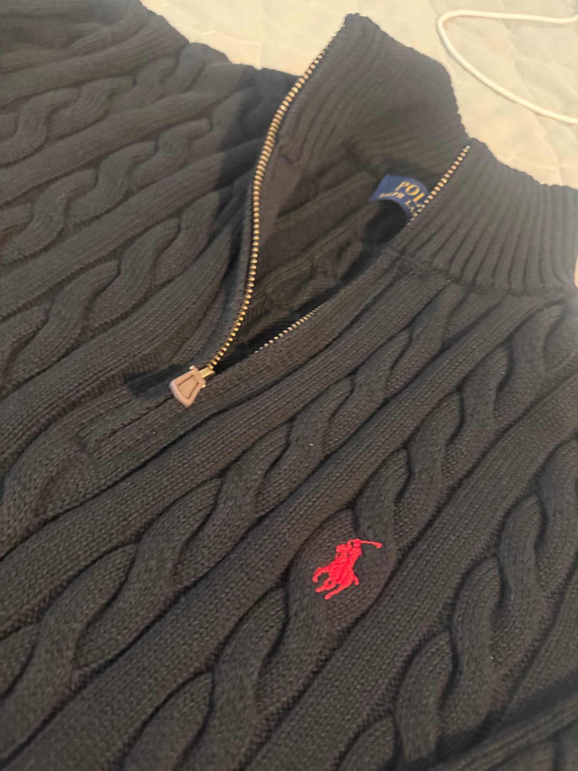 폴로 쿼터 꽈배기 니트 상품이미지3