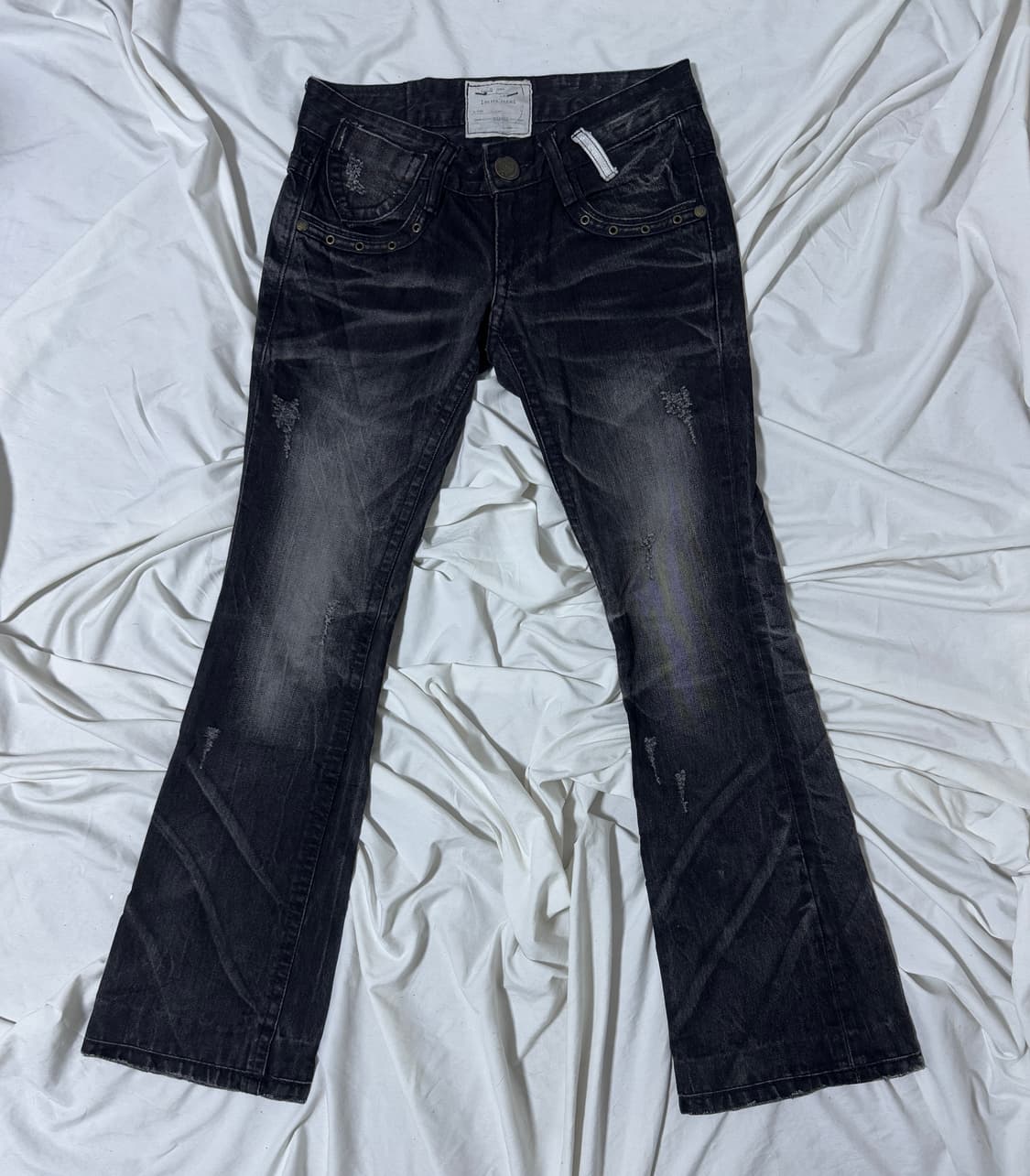 Lolita jeans 유니언잭 디스트레드 플레어 진 글램 록 y2k 상품이미지2