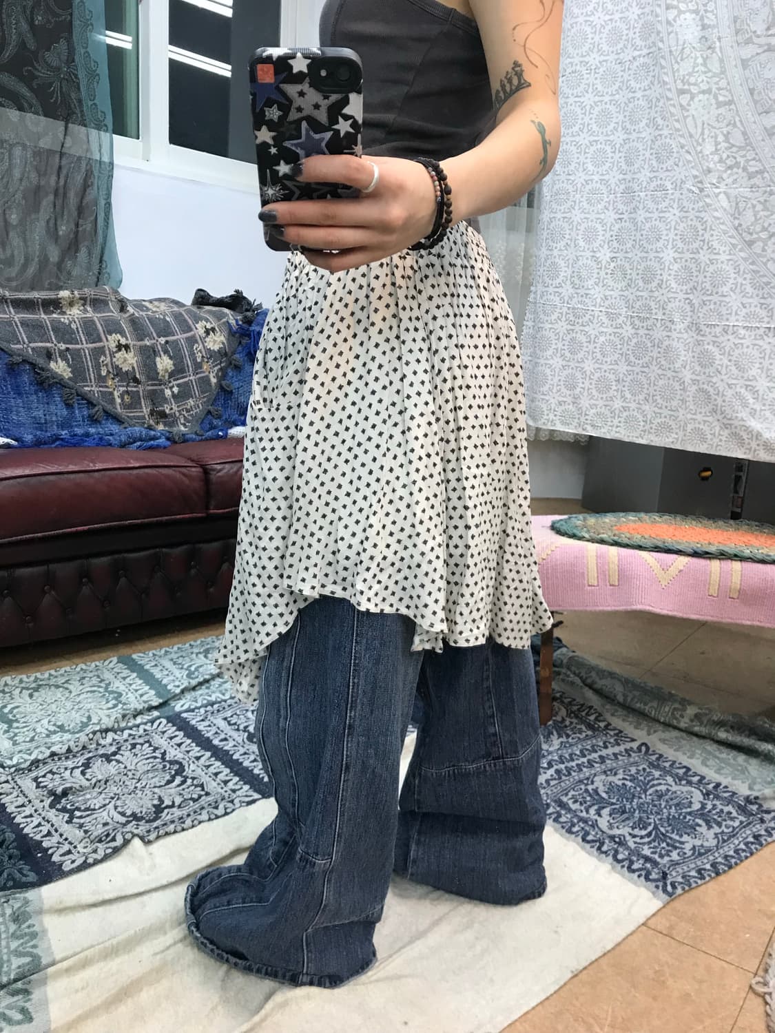 빈티지 여성 밴딩 패턴 미니스커트  상품이미지2