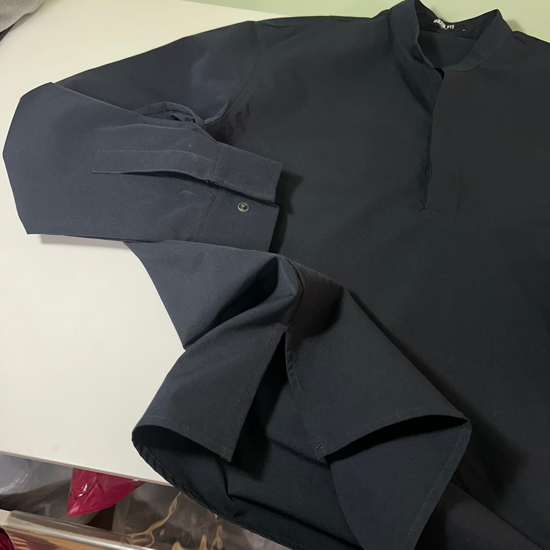 L-XL 드로우핏 블랙 히든헨리넥 폴리 긴팔티 상품이미지4