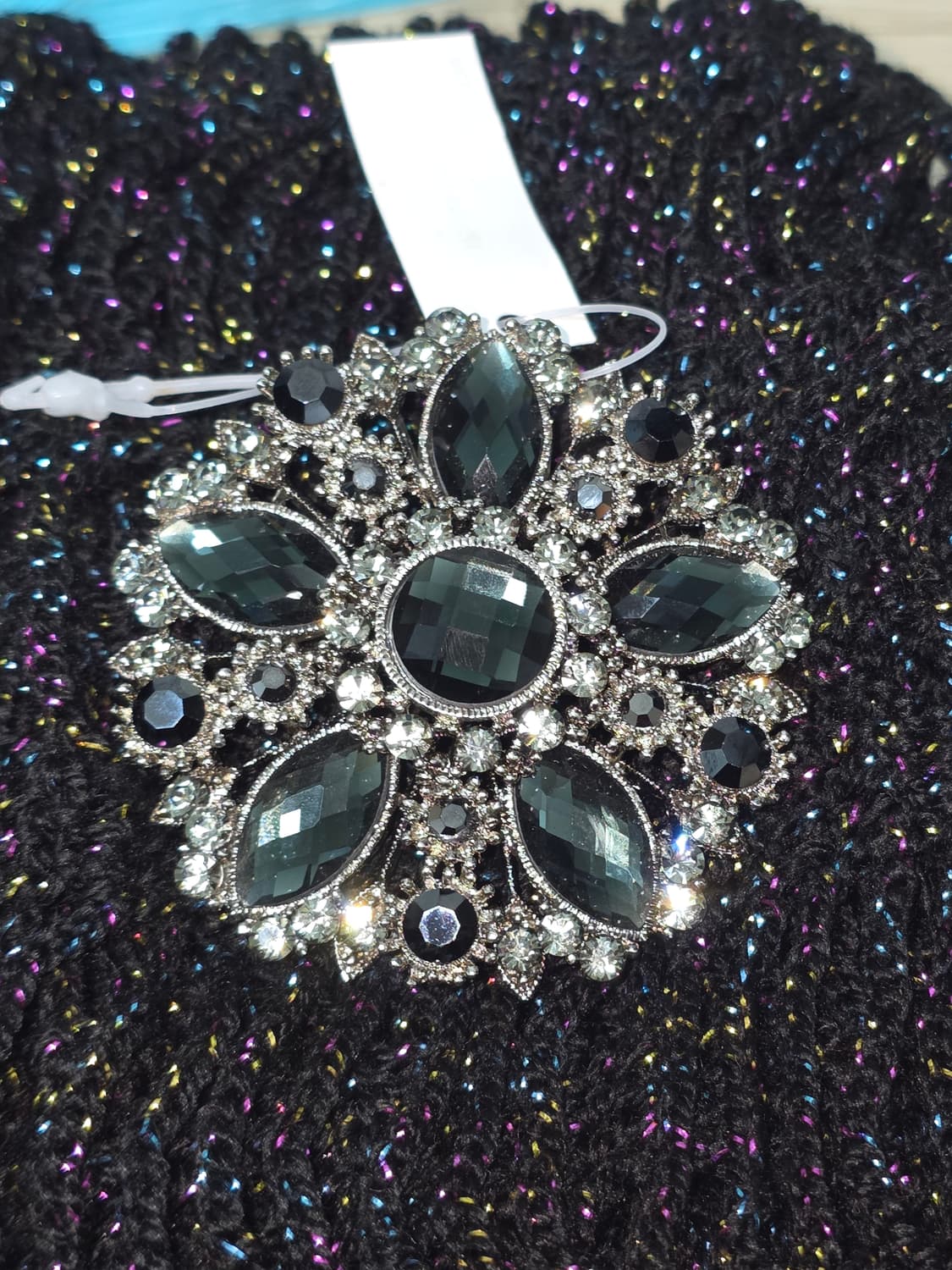 일본빈티지)키요하라 블랙 고딕 고전 큐빅 브로치&목걸이파츠 상품이미지2