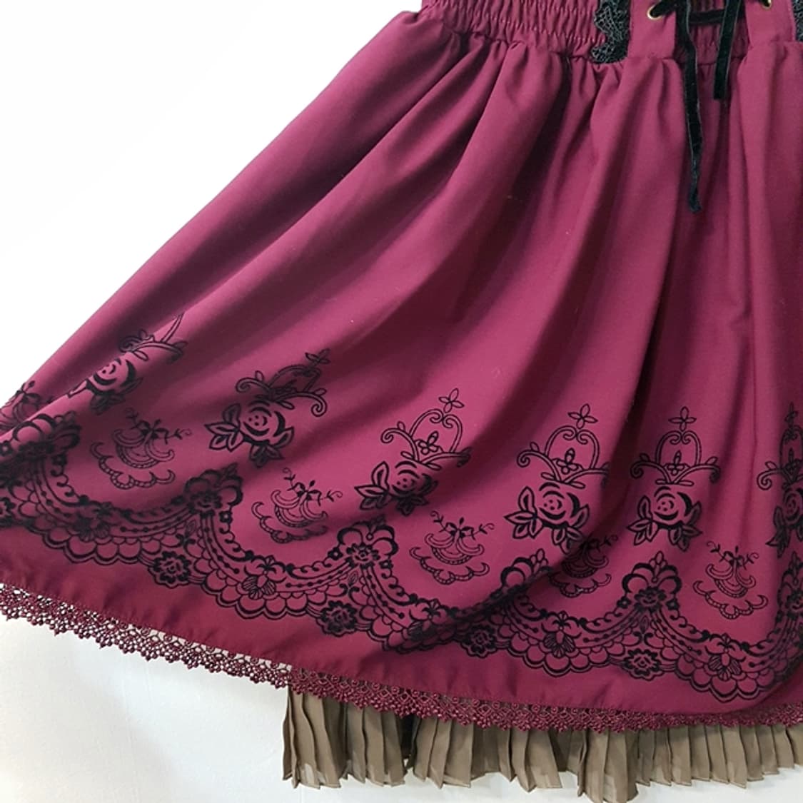 axes femme 밴딩 스커트 버건디 상품이미지4