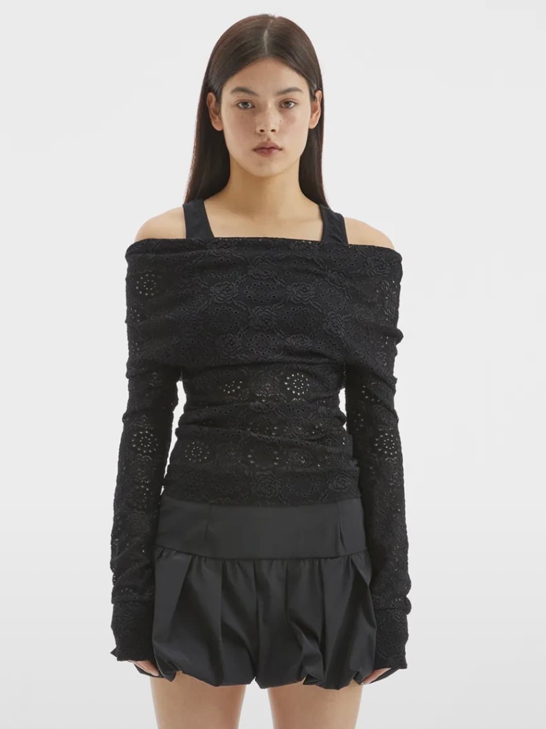[택포] LACE OFF-SHOULDER LAYER TOP 상품이미지1