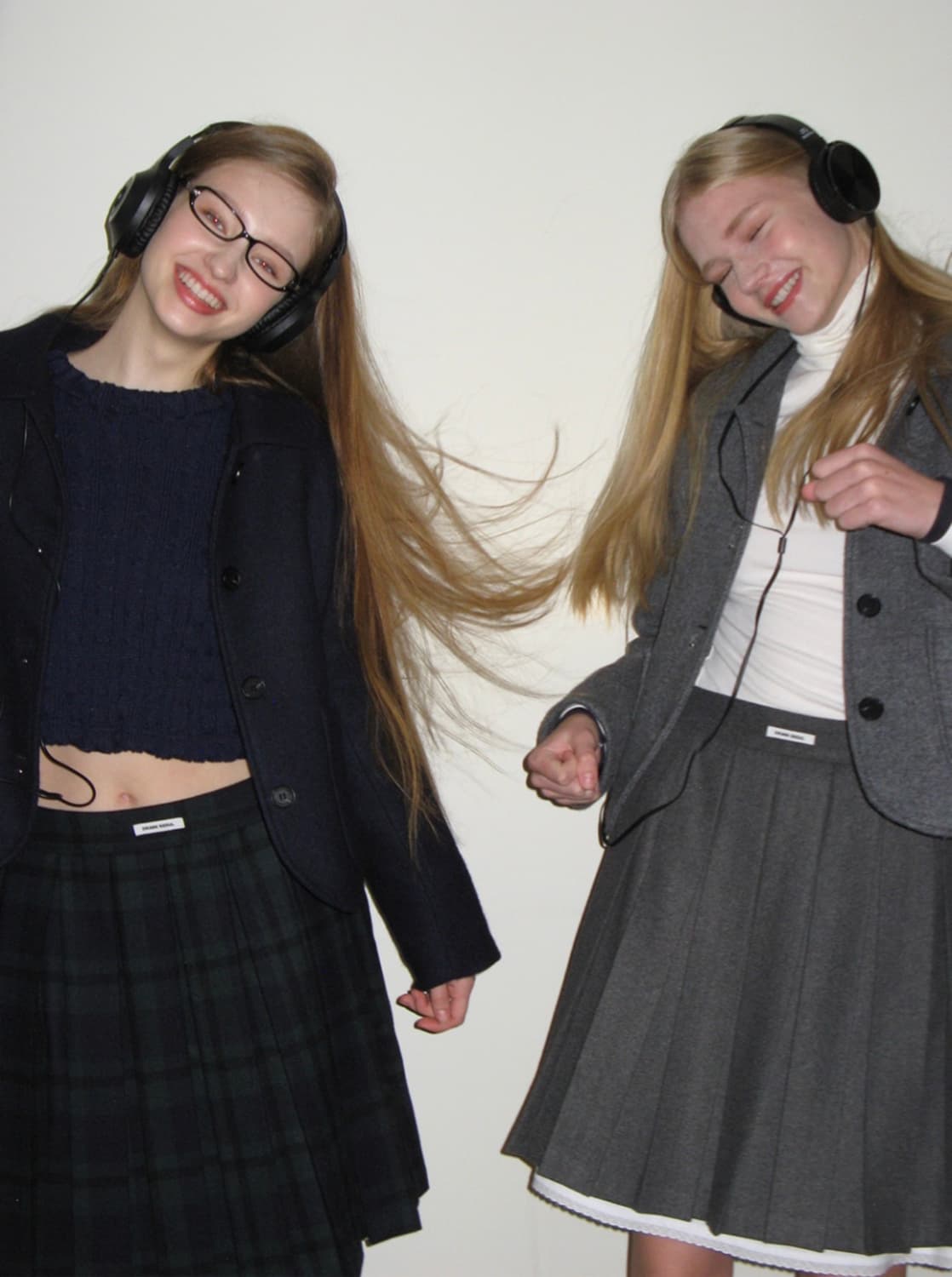 크랭크 레이어드 울 플리츠 스커트 그레이 상품이미지1