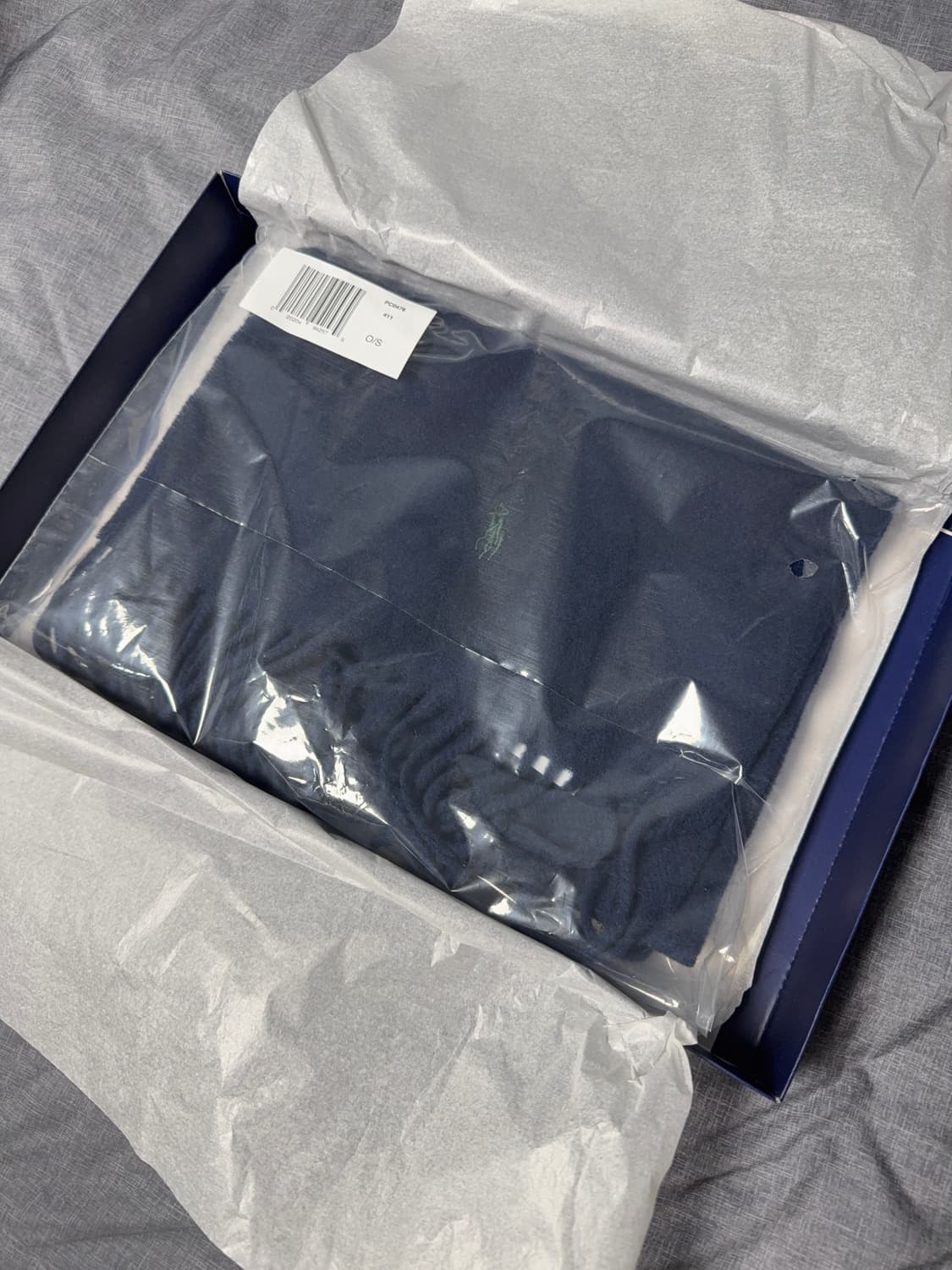 (새상품) 폴로 울 머플러 네이비 상품이미지4