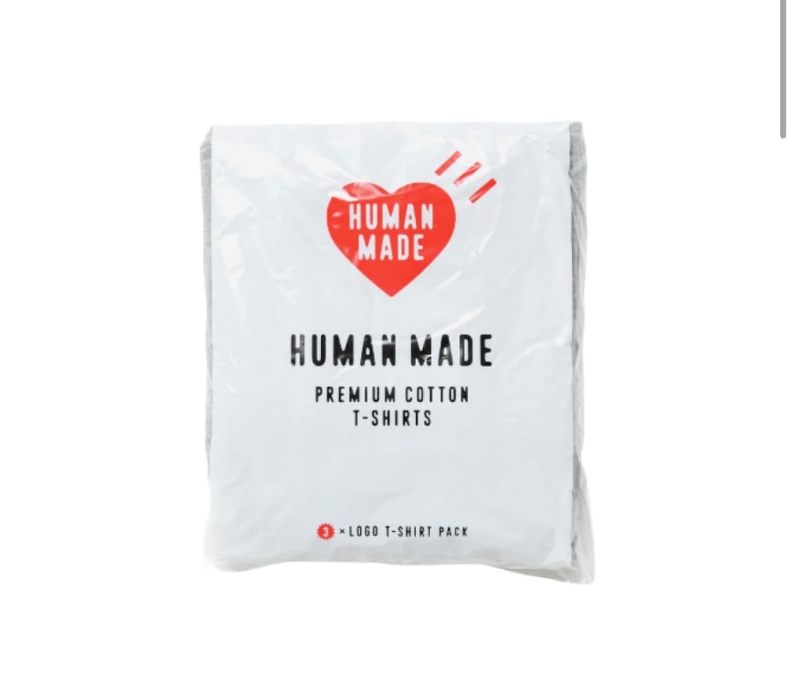 (새상품, L) 휴먼메이드 로고 그레이 티셔츠(3개 세트) 상품이미지1