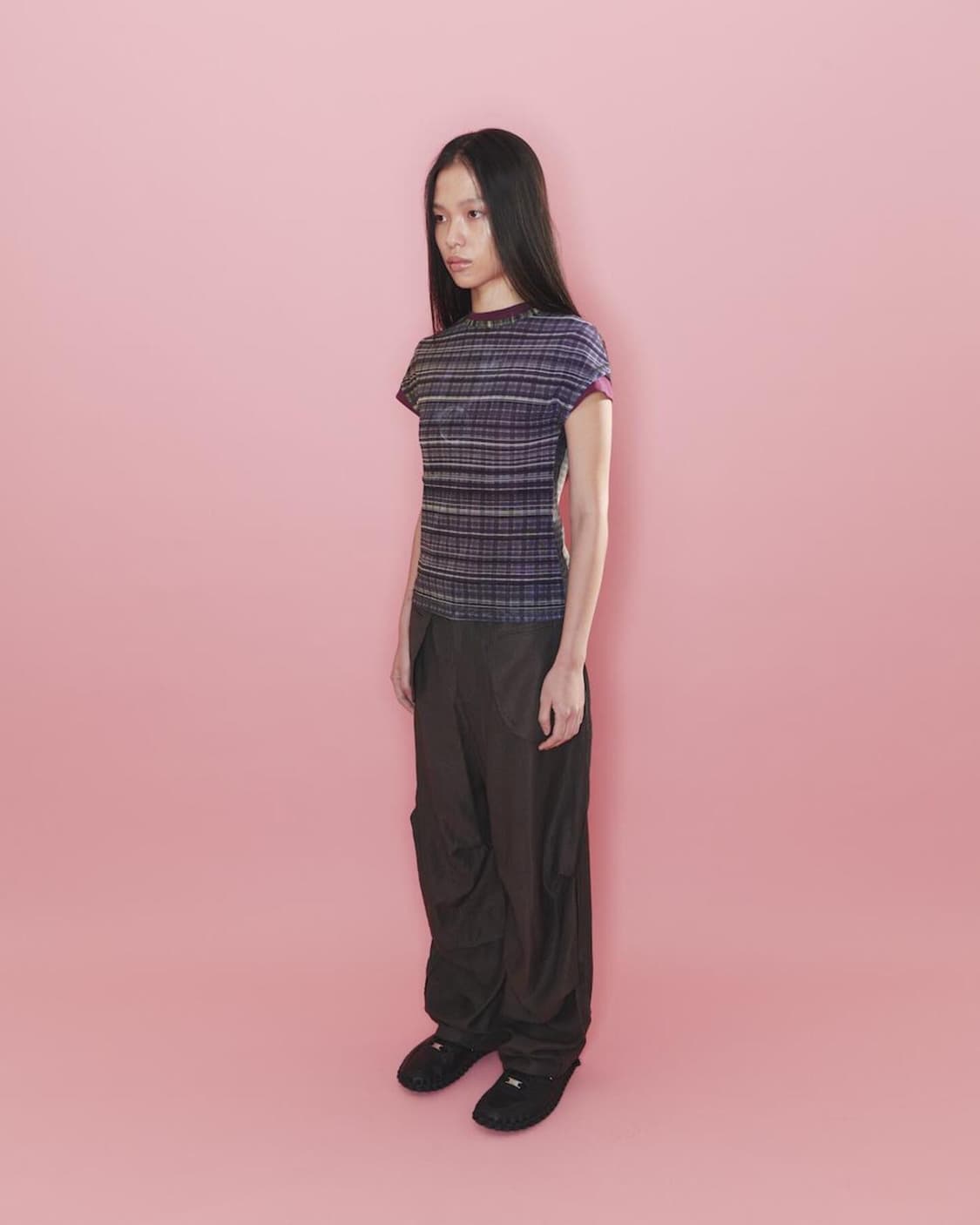 오들리워크샵 Dark Tartan Mesh Tee 상품이미지3