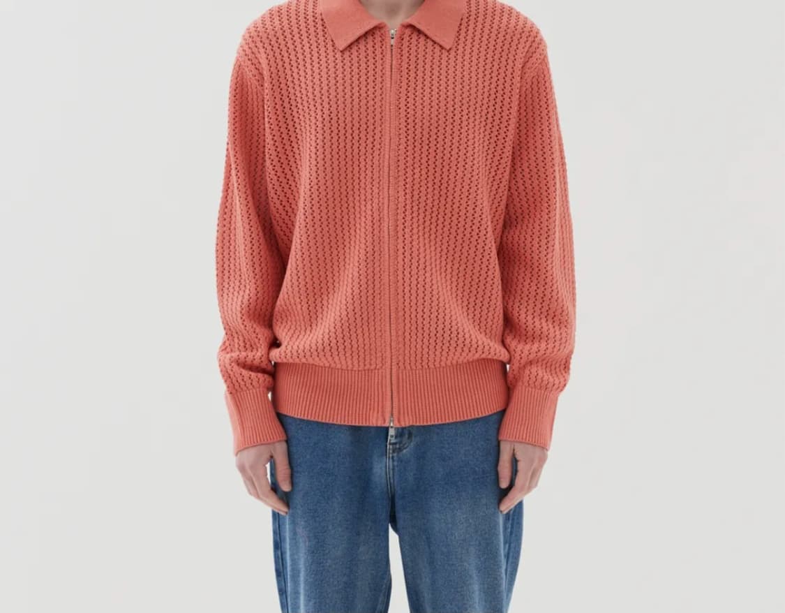 (새상품) 르마드 스카시 카라 니트집업 코랄 3사이즈 상품이미지3